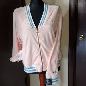 Women's terry cloth warm-up jacket side striped